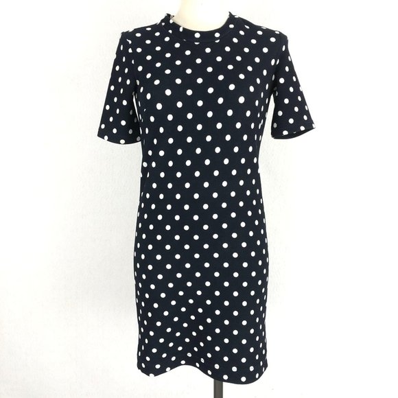H&M Divided Navy Blue White Polka Dot Dress Sz 6 - Picture 1 of 8